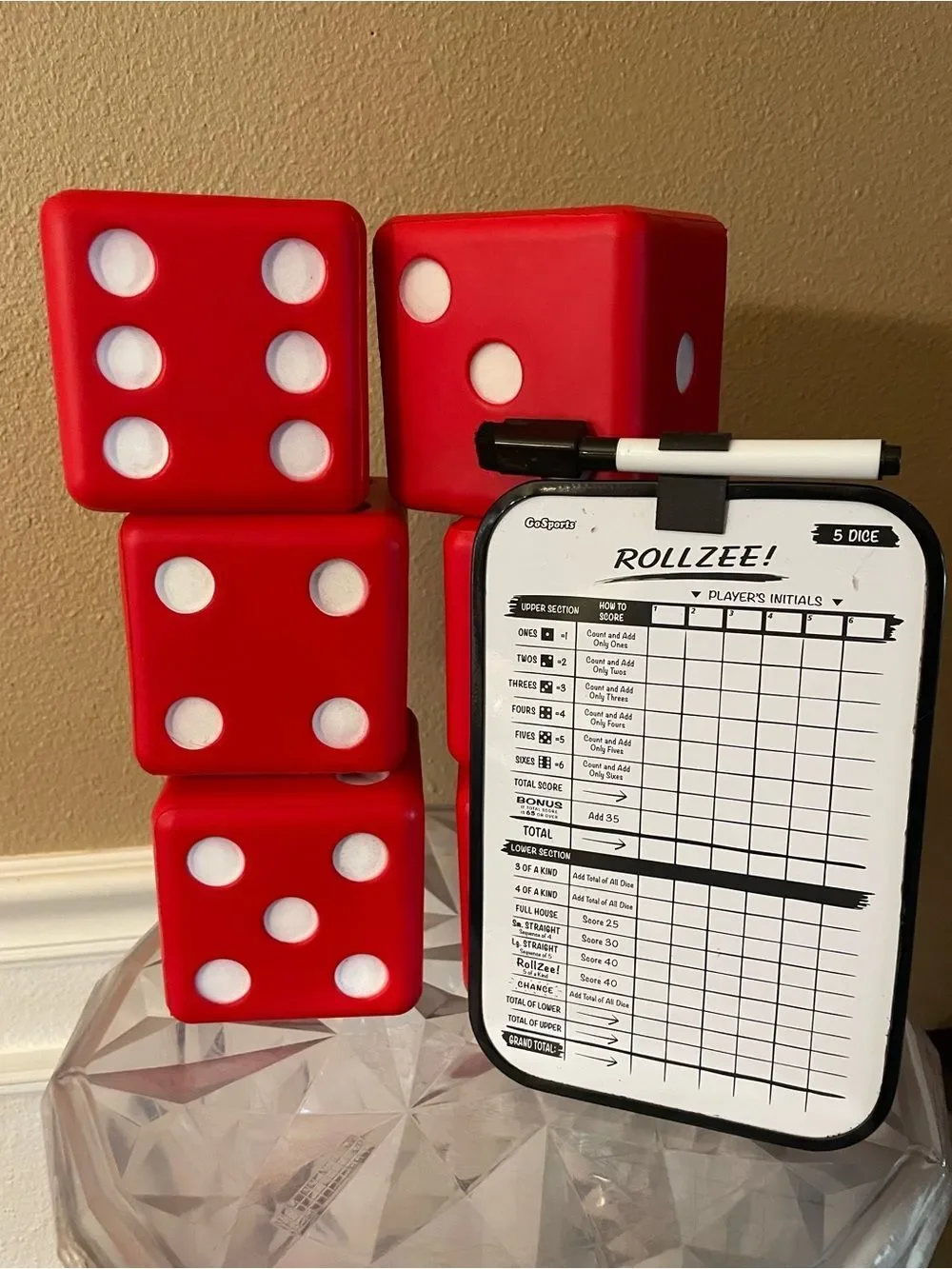 Go To Sports Huge Dice set of 6 Dice Red and White!